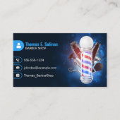 Carte De Visite Pôle de Salon de Coiffure à Effet Bokeh Bleu Cisea (Devant)