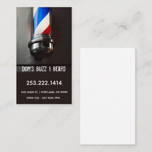 Carte De Visite Pole en barbre rétro gris foncé (Devant / Derrière)