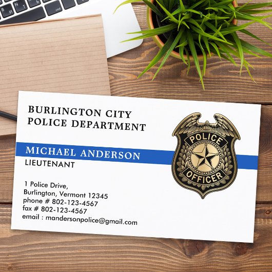 Carte De Visite Police Application Custom Logo Badge Officier de p