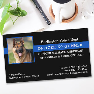 Carte De Visite Police Chien K9 Unité Application de la loi Ligne