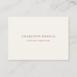Carte De Visite Police Cream Gold Serif Professionnel Mat deux côt