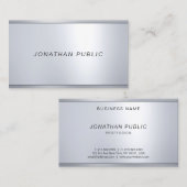 Carte De Visite Police Cursive Argent Metallic Look Élégant Modèle (Devant / Derrière)