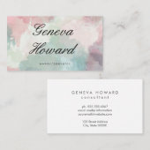 Carte De Visite Police Cursive | Arrière - plan aquarelle (Devant / Derrière)