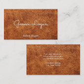 Carte De Visite Police Cursive | Arrière - plan de texture Brown (Devant / Derrière)