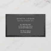 Carte De Visite Police Cursive | Bordure en cuir (Dos)