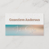 Carte De Visite Police Cursive | Cuir | Texture de verre (Devant)