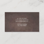 Carte De Visite Police Cursive | Fond de texture marron (Dos)