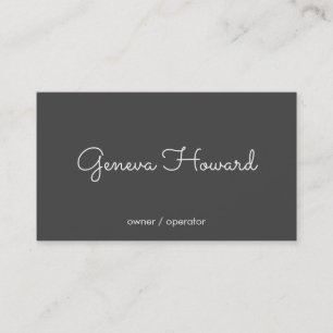 Carte De Visite Police Cursive   Gris Minimaliste