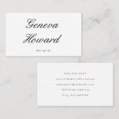 Carte De Visite Police Cursive | Minimaliste (Devant / Derrière)