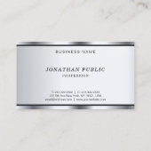 Carte De Visite Police Cursive Silver Look Moderne Elegant Glamor (Dos)