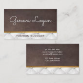 Carte De Visite Police Cursive | Texture Brown blanche hissée (Devant / Derrière)