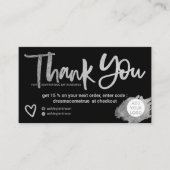 Carte De Visite Police de brosse en argent noir chic ordre merci (Devant)