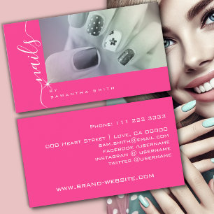 Carte De Visite Police de calligraphie élégante rose modèle photo