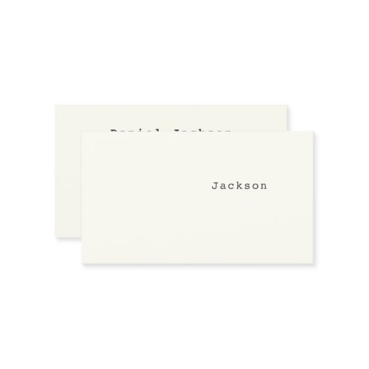 Carte De Visite Police de la machine à écrire minimale Offwhite (Devant/Arrière en situation)