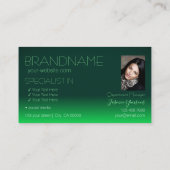 Carte De Visite Police de miroir moderne vert dégradé chic avec ph (Dos)