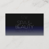 Carte De Visite Police de miroir noir et bleu avec monogramme (Devant)