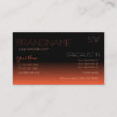 Carte De Visite Police de miroir noir et orange avec monogramme (Dos)