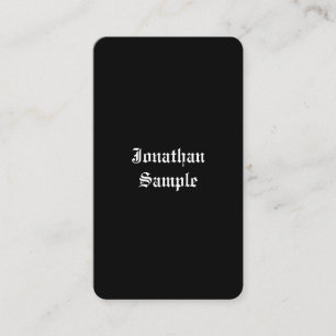 Carte De Visite Police de script à main Texte noir blanc classique