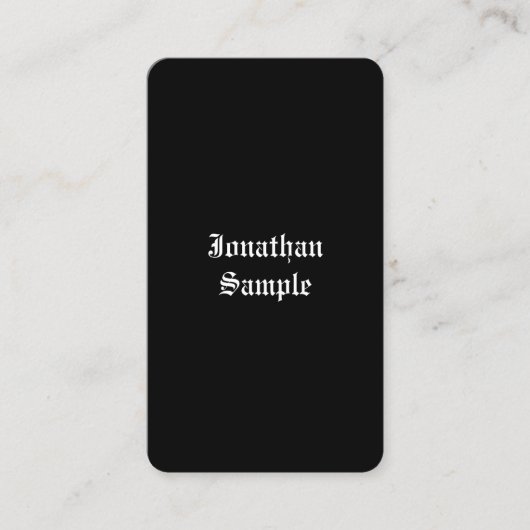 Carte De Visite Police de script à main Texte noir blanc classique (Devant)