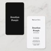 Carte De Visite Police de script à main Texte noir blanc classique (Devant / Derrière)