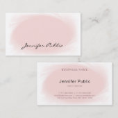 Carte De Visite Police de script main élégante Texte Bleu rose cla (Devant / Derrière)