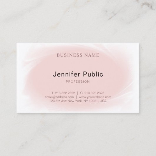 Carte De Visite Police de script main élégante Texte Bleu rose cla (Dos)