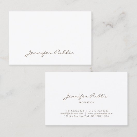 Carte De Visite Police de script manuscrit propre beauté unique (Devant / Derrière)