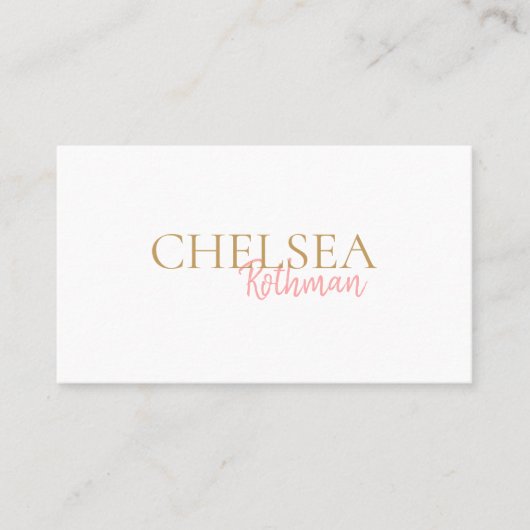 Carte De Visite Police de script manuscrit rose simple (Devant)