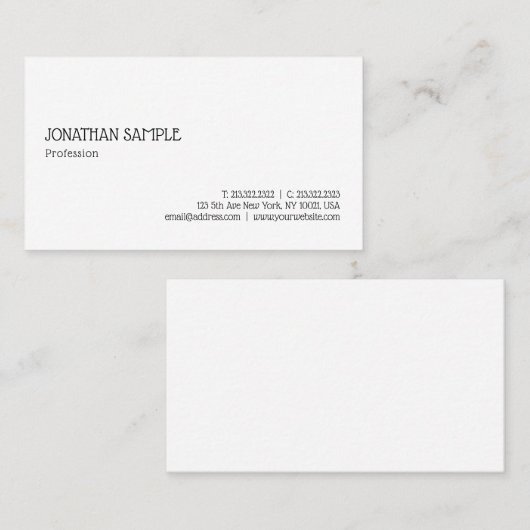 Carte De Visite Police de script manuscrit Simple Modèle Moderne (Devant / Derrière)