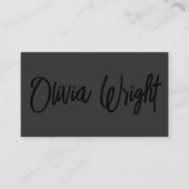 Carte De Visite Police de script manuscrite noire en noir (Devant)