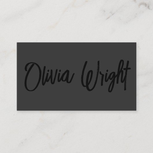 Carte De Visite Police de script manuscrite noire en noir (Devant)