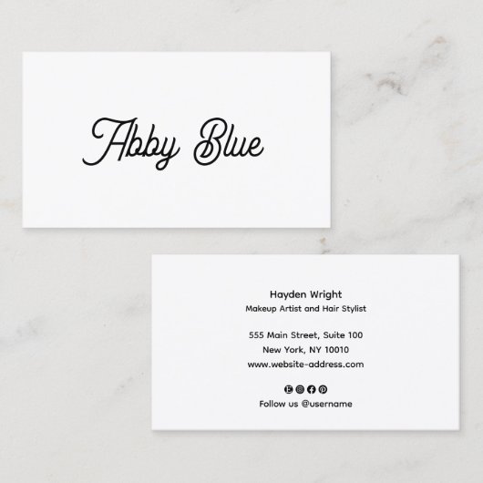 Carte De Visite Police de script Whimsical simple (Devant / Derrière)