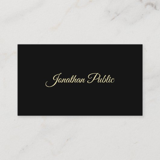 Carte De Visite Police de texte de script de script d'or créatif p (Devant)