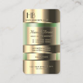 Carte De Visite Police d'engraving Gold Green Bin Faux avec initia (Dos)