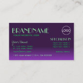 Carte De Visite Police élégante violette et miroir vert avec logo (Dos)