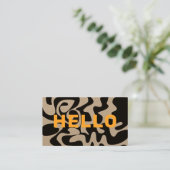 Carte De Visite Police Gras Moderne Hello Black Orange Swirl Kraft (Debout devant)