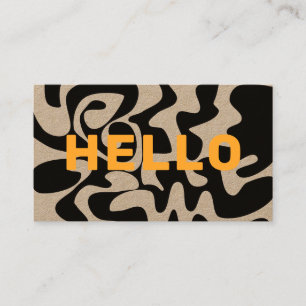 Carte De Visite Police Gras Moderne Hello Black Orange Swirl Kraft