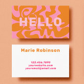 Carte De Visite Police Gras Retro Super Blush Rose Hello