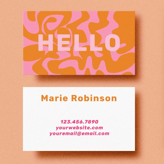 Carte De Visite Police Gras Retro Super Blush Rose Hello