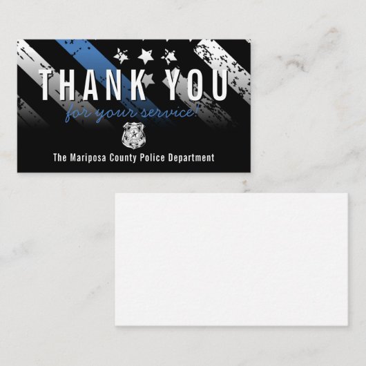Carte De Visite Police Ligne bleue Merci drapeau américain (Devant / Derrière)