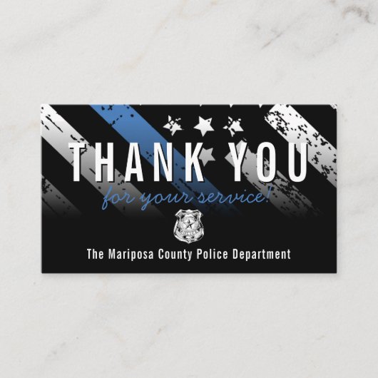 Carte De Visite Police Ligne bleue Merci drapeau américain (Devant)