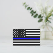 Carte De Visite police mince ligne bleue drapeau usa etats-unis am (Debout devant)