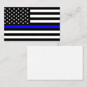 Carte De Visite police mince ligne bleue drapeau usa etats-unis am (Devant / Derrière)