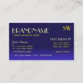 Carte De Visite Police miroir bleu et jaune moderne avec monogramm (Dos)