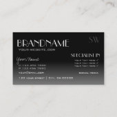 Carte De Visite Police miroir élégant Classic Noir Blanc Monogramm (Dos)