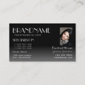 Carte De Visite Police miroir élégant noir blanc classique avec ph (Dos)