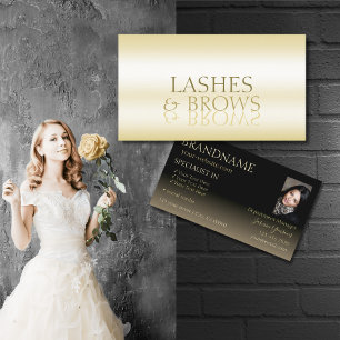 Carte De Visite Police miroir or et Cool noir élégant avec photo