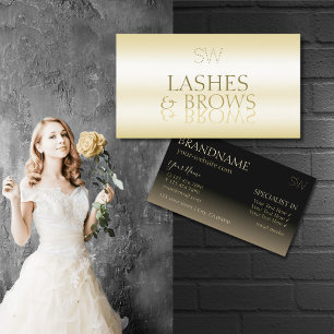 Carte De Visite Police miroir or et noir avec monogramme