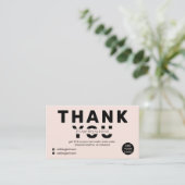 Carte De Visite Police moderne audacieuse blush rose ordre merci (Debout devant)