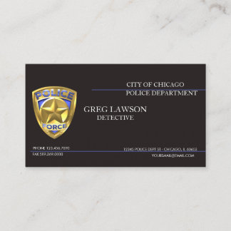 Carte De Visite Police Officier Ligne Bleue Mince Indicateur Polic